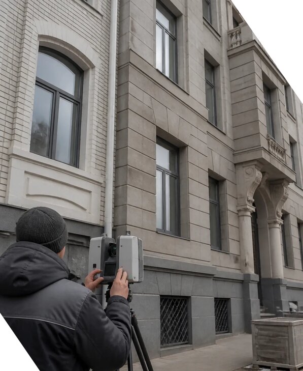 Лазерное сканирование фасадов зданий для обследования в Щербинке